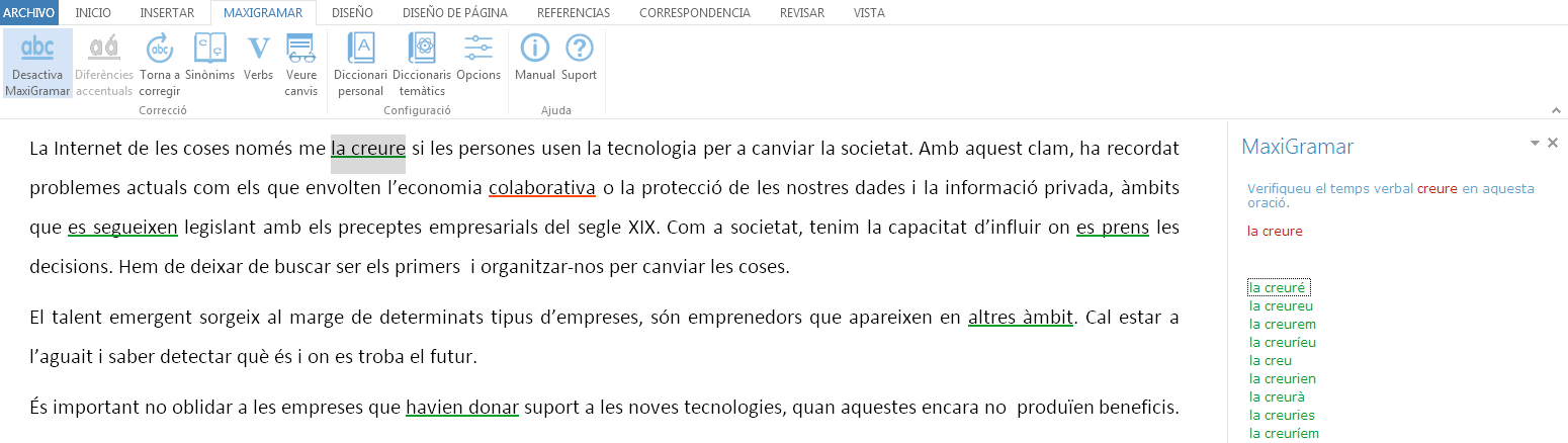 Exemples de correcció en català